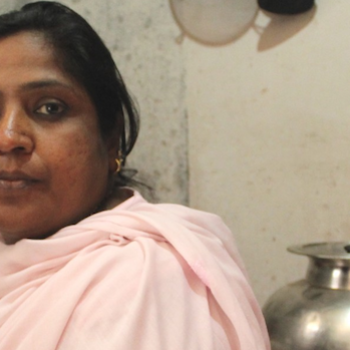 Ruksana Begum in her kitchen. Each day, she gets clean drinking water from a water purification center near her home in Bengaluru. Photo credit: Neha Khator, USAID