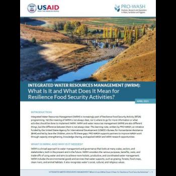 Integrated Water Resources Management (IWRM): What Is It and What Does It Mean for Resilience Food Security Activities?