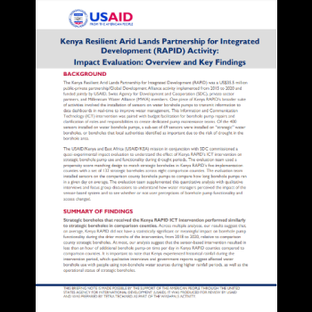 Kenya Resilient Arid Lands Partnership for Integrated Development (RAPID) Activity: Impact Evaluation: Overview and Key Findings