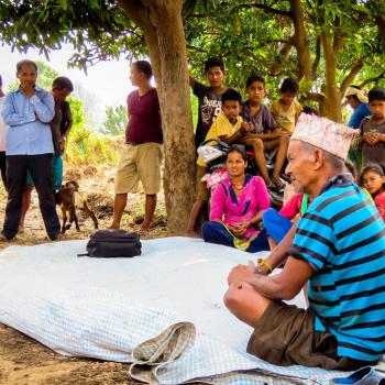 Villagers reflect on their experience and lessons learned during their integrated activity in Hamtad village, in the Rangun Khola watershed. Photo: Liz Kendall/Winrock International