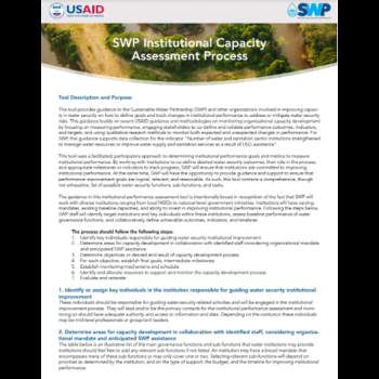 SWP Institutional Capacity Assessment Process