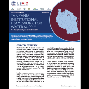 Tanzania Institutional Framework For Water Supply