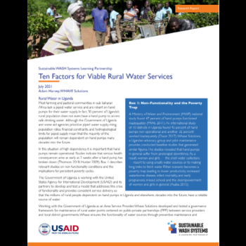 Ten Factors for Viable Rural Water Services