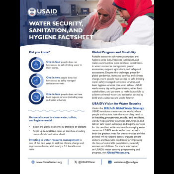 Factsheet: Water Security, Sanitation, and Hygiene at USAID