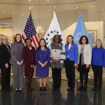 U.S. delegation co-leads Secretary Haaland and Ambassador Thomas-Greenfield and USAID Senior Deputy Assistant Administrator and Global Water Coordinator Maura Barry (center) among the women leaders that made up the 2023 U.S. delegation. At the last UN Water Conference in 1977, only 11 women were part of the USG delegation, while in 2023, all U.S. departments and agencies were led by female delegates.