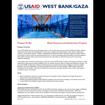 West Bank/Gaza Water Resources and Infrastructure Program