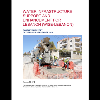 Water Infrastructure Support and Enhancement for Lebanon (WISE-Lebanon) – Final Report