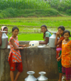 In the past, Nepalese girls like these would have been subject to the taboos of chhaupadi — not being allowed to use the family toilet or sleep in the family home during their menstrual period. Photo Credit: USAID/Nepal