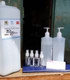 The CDC is working to make alcohol-based hand sanitizer for health care workers in Kabarole District, Uganda. Photo credit: CDC